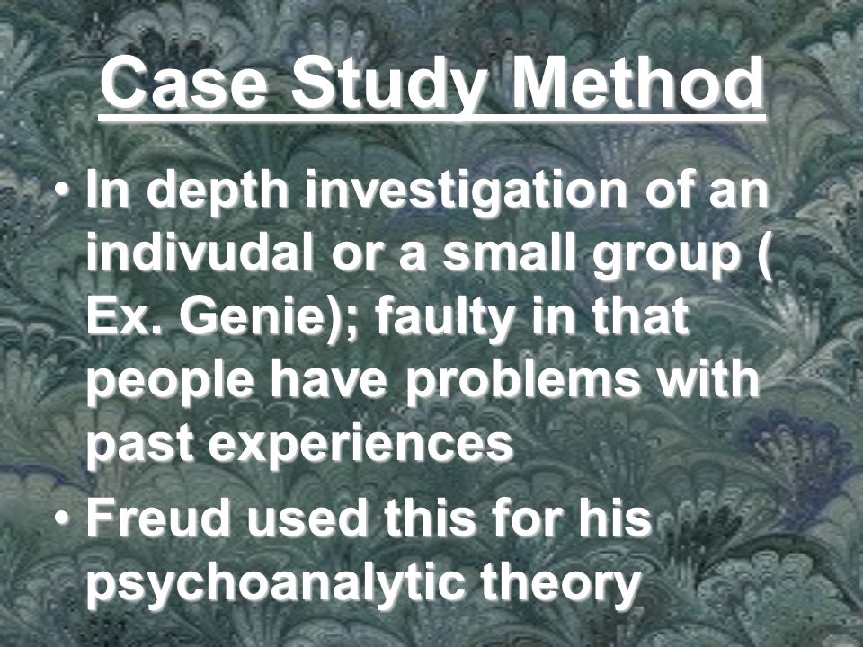 Case study psychoanalytic theory